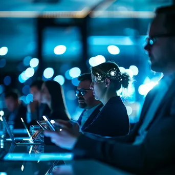 Group of professionals involved in a cybersecurity seminar discussion - Image 1