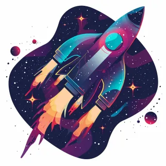 Galactic Adventures Logo - Spaceship flying through the cosmos with stars and nebulas - Image 2