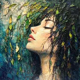 Impressionist portrait of a weeping willow personified as a graceful woman - Image 2