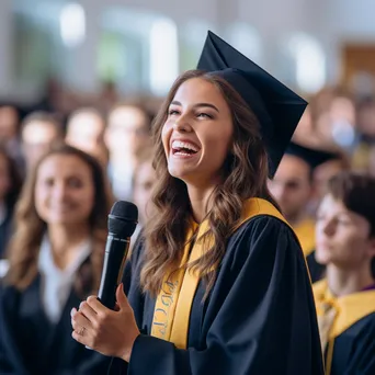 Graduate giving speech in front of a diverse student body - Image 4