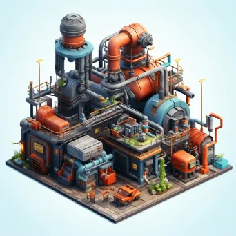 Robot Factory in Low Poly