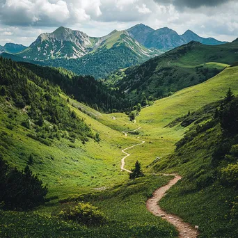 Winding trail through a vibrant mountain plateau. - Image 1