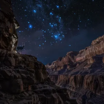 Capricornus constellation over rocky canyon at night - Image 2