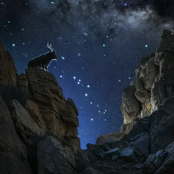 Capricornus constellation over rocky canyon at night - Image 3