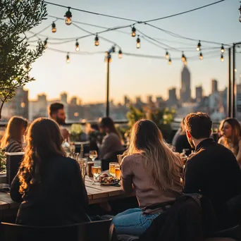 Rooftop café with friends and panoramic city views - Image 1