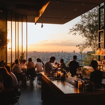 Rooftop café with friends and panoramic city views - Image 2