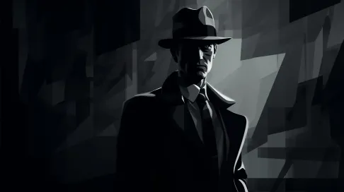 Low poly monochromatic portrait of a film noir detective - Image 2