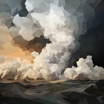 Dramatic low poly stormy clouds with dark and light polygon contrasts - Image 2