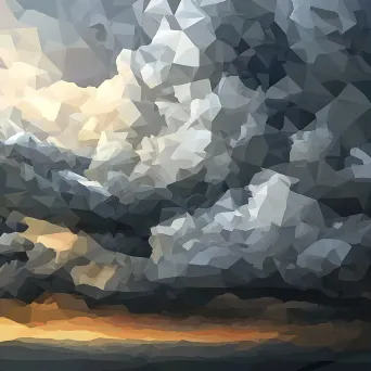 Dramatic low poly stormy clouds with dark and light polygon contrasts - Image 3