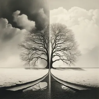 Solitary tree depicting four seasons cycle - Image 1