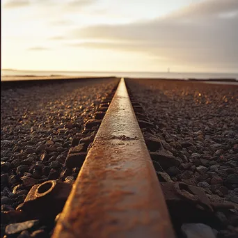 Close-up of railway tracks at sunset - Image 2