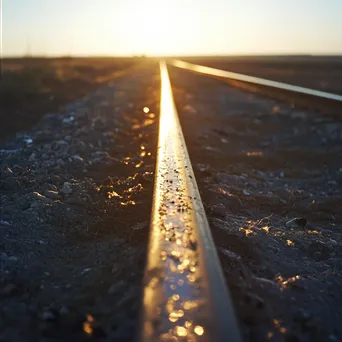 Close-up of railway tracks at sunset - Image 4