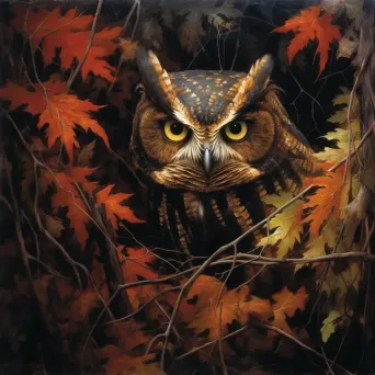 Image of an owl with an intense gaze in the dark - Image 4