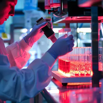 Researcher conducting an experiment with live cells in a bioreactor. - Image 2