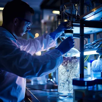 Researcher conducting an experiment with live cells in a bioreactor. - Image 4