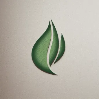 Logo for an eco-friendly fashion label featuring a leaf icon in green and white colors - Image 2