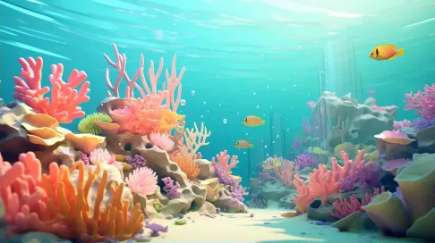 Vibrant low poly coral reef scene with polygonal sea creatures - Image 2