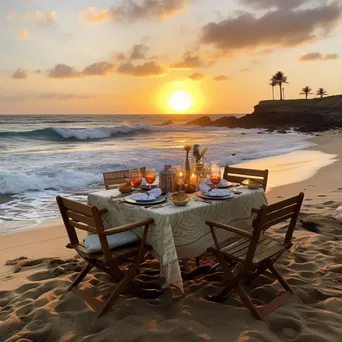 Beachfront Outdoor Dining at Sunset