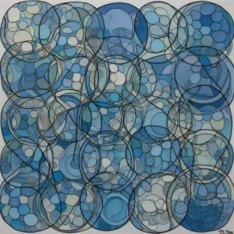 Abstract blue interlocking circles pattern - Image 1