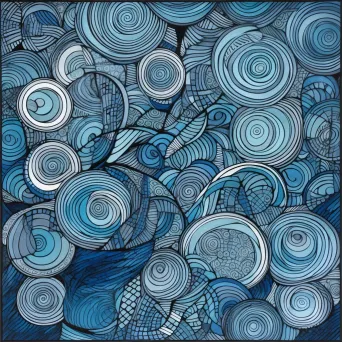 Abstract blue interlocking circles pattern - Image 3