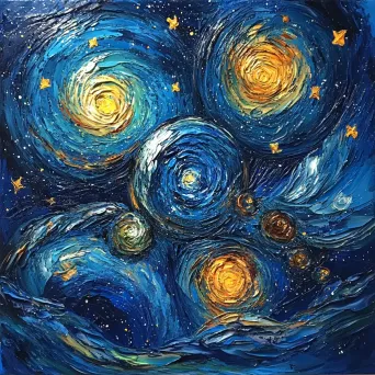 Artistic portrayal of cell division using starry night sky hues - Image 4