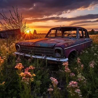 Forgotten Car in Overgrown Lot