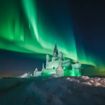 Magical ice castle under the aurora borealis - Image 2