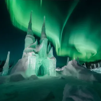 Magical ice castle under the aurora borealis - Image 3