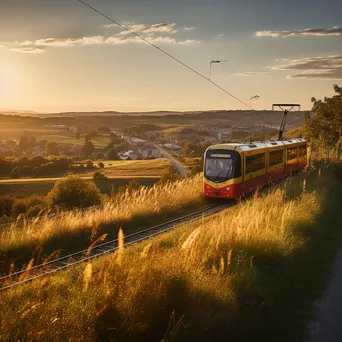 Tram in Country Landscape