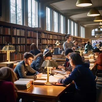 Busy Academic Library with Students