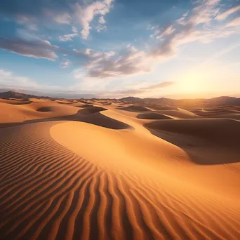 Panoramic view of golden sand dunes during sunset - Image 3