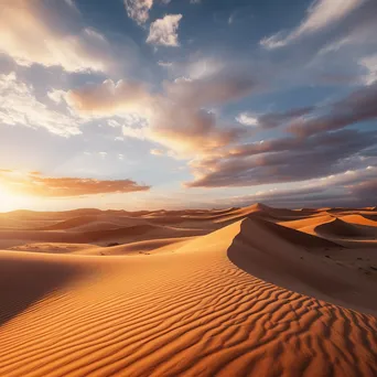 Panoramic view of golden sand dunes during sunset - Image 4