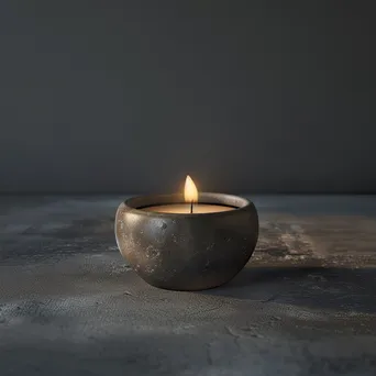 Single lit candle on dark background - Image 4