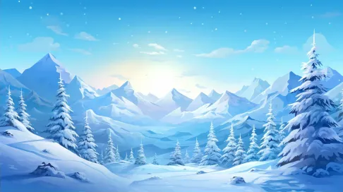 Cool blue and white low poly winter scene suggestive of snowfall - Image 2