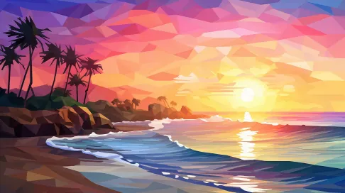 Beach Sunrise Low Poly