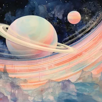 Dreamy pastel sketch of Saturn