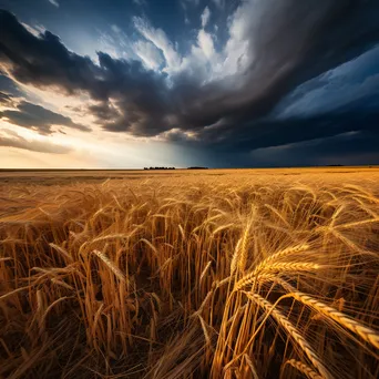 Mature grain field under looming dramatic clouds, ready for harvest - Image 4
