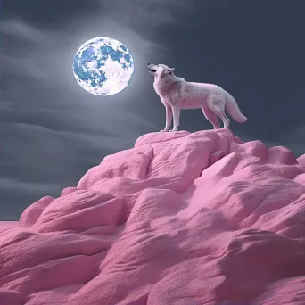 Lone wolf howling on a rocky outcrop under a full moon - Image 2