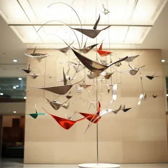 Kinetic sculpture of metallic birds in flight, portraying the illusion of soaring - Image 2