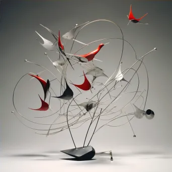 Kinetic sculpture of metallic birds in flight, portraying the illusion of soaring - Image 4