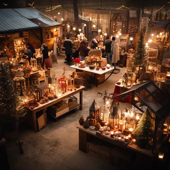 A decorated market stall with various holiday gifts and ornaments. - Image 1