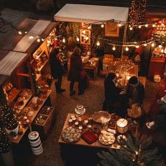 A decorated market stall with various holiday gifts and ornaments. - Image 2