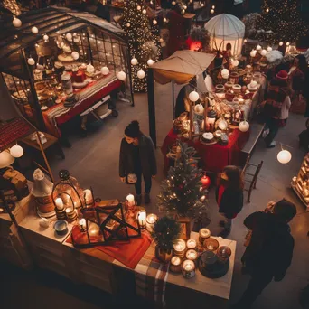 A decorated market stall with various holiday gifts and ornaments. - Image 3