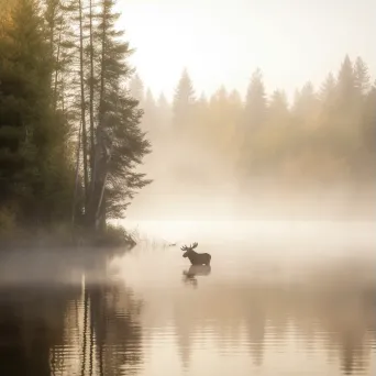 Moose standing in water - Image 3