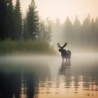 Moose standing in water - Image 4