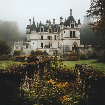 Misty castle surrounded by gardens - Image 4