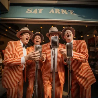 Vintage portrait of a retro barbershop quartet harmonizing - Image 2