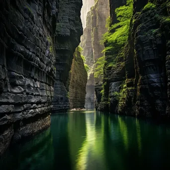 Canyon walls reflecting in calm waters - Image 1