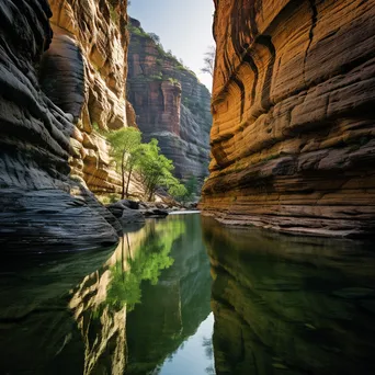 Canyon walls reflecting in calm waters - Image 2