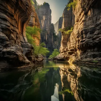 Canyon walls reflecting in calm waters - Image 3